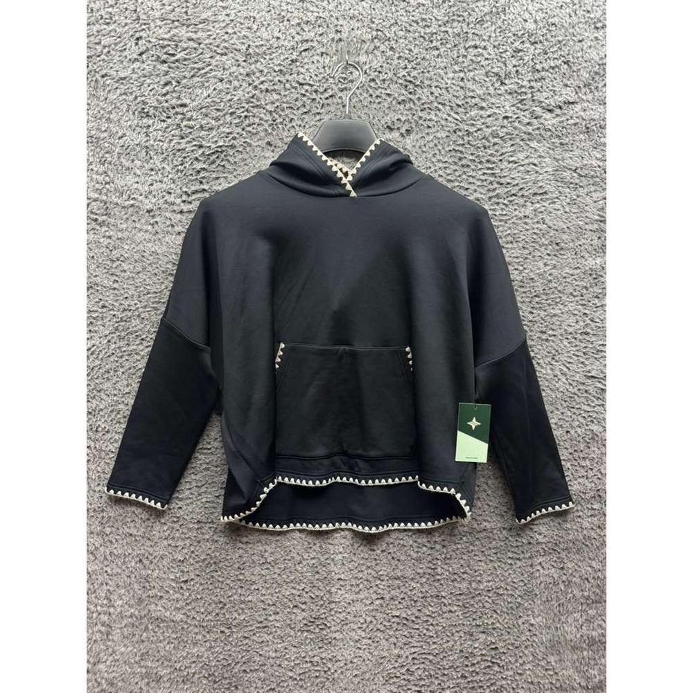 NWT Tuckernuck‎ Tnuck Sport Cropped Eden Hooded Sweatshirt Black Womens Size M/L